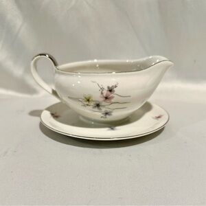 Gorgeous Bavaria Gravy Boat Porcelain Pastel Flowers Pink Germany Hertel-Jacob